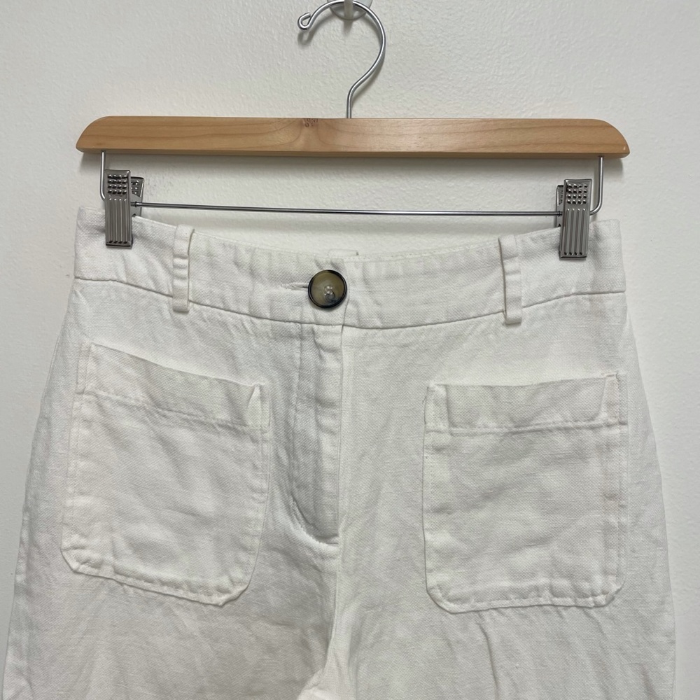 Zara White Linen Wide Pants - Picture 3 of 5
